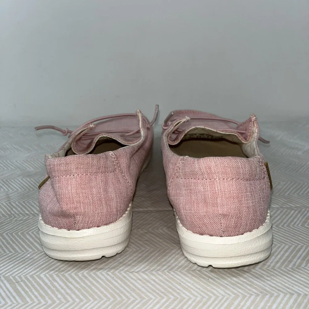 Hey Dude Girls Wendy Youth Linen Cotton Candy Slip-On Shoes Sz Y3-L4 Pink Casual